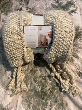 Threshold Cream Knit Throw with Tassels